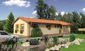 House with a gable roof suitable for a narrow plot.